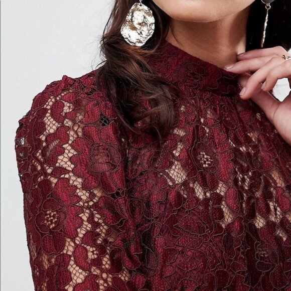 Perfect holiday ASOS Oxblood Burgundy lace dress - Picture 2 of 11